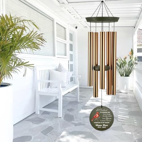 Personalized Cardinal Wind Chimes Photo Custom Sympathy Gifts - Image 7
