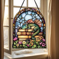 Sleeping Book Dragon Acrylic Suncatcher 10 Inches, Halloween Decoration Indoor Outdoor, Bedroom Porch Decor, Stained Glass Effect Window Hanging, Fantasy Reader Gift for Book Lovers Women by XISZYS