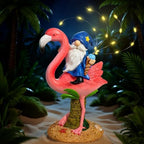 Flamingo Gnome Solar Garden Statue Outdoor Figurine Decor Lights - Image 3