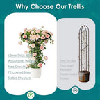 Umbrella Garden Trellis for Climbing Plants Outdoor, 41.3" Mushroom Top Trellis Stackable, Tall PE-coated Metal Obelisk Trellises for Potted Plants, Topiary Tower Vine Support for Rose, Bean, Clematis - Image 6
