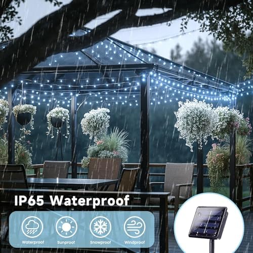 Solar Christmas Lights Outdoor, 6 Pack 270FT Solar String Lights Cool White - Image 2