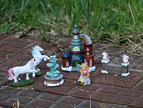 BangBangDa Fairy Garden Unicorn Fairies Accessories - 35 PCS Miniature Outdoor Fairy Garden Set - Fairy Figurines Castle Fountain Girl Birthday Gifts - Image 4