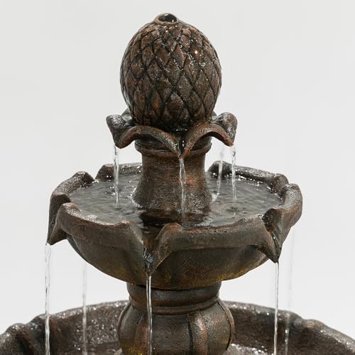 42.2'' Tall,3 Tiered Outdoor Water Fountains – Like Stone Bird Bath for Outside, Elegant Waterfall Feature for Garden, Yard, Patio (Bronze Color) - Image 5