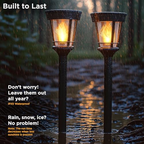 FoxFlame Classic Solar Pathway Lights Outdoor Waterproof, Patented Effect - Image 5