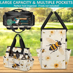 Bee Garden Tool Bag Organizer Heavy Duty Yellow Honey Floral Gardening Tote Bag with 10 Pockets for Women Men Gardening Gifts - Image 5