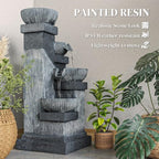 Outsunny 33.5" Tall Outdoor Water Fountain 4-Tier Floor Standing with Pump - Image 5