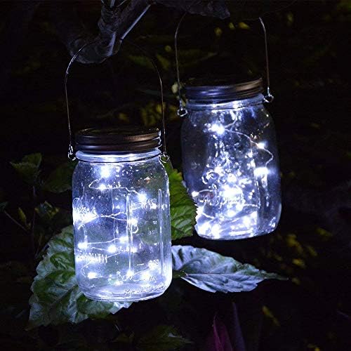 Solar Mason Jar Lantern Light, 3 Pack 20 Led String Starry Hanging Lamp, Fairy Firefly Lights Kit for Patio Garden Wedding Table Decor with Mason Jar & Hanger - Image 3