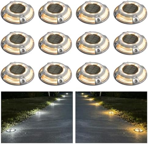 addlon 12 Pack Solar Driveway Dock Lights, 2 Color Modes, IP67 Waterproof by addlon