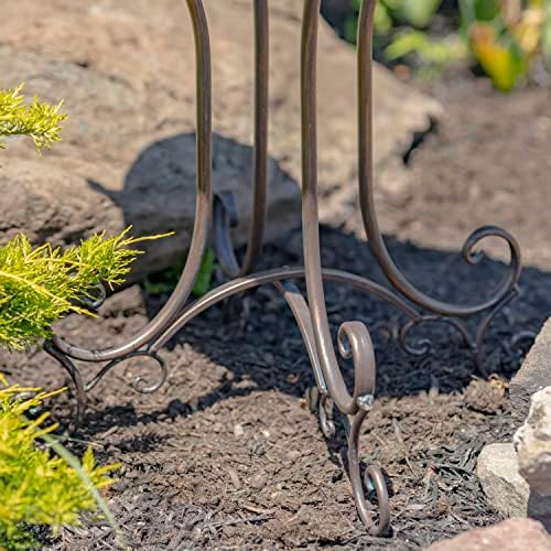 Zaer Ltd. Deep Well Made Metal Birdbath with 2 Cast Iron Birds and Leaf Decoration (Bronze) - Image 3