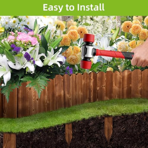 LINSHRY Wood Garden Edging Fence, Flower Bed Edging Borders, 8in H x 8ft L - Image 5