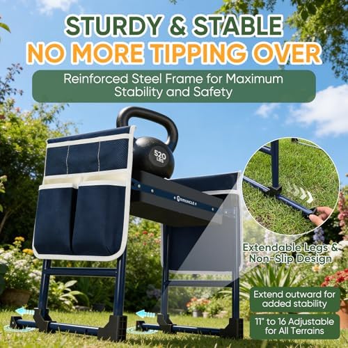 Garden Kneeler and Seat, Foldable Heavy Duty w/Soft Kneeling Pad - Image 3