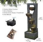 Sunlinua Garden Water Fountains Outdoor 5 Tiered Cascading Bowl Modern Waterfall Fountain with LED Lights, Natural Stones for Garden, Living Room, Patio, Yard Art Decor, 16.3" L * 10.8" W * 49.2" H - Image 6