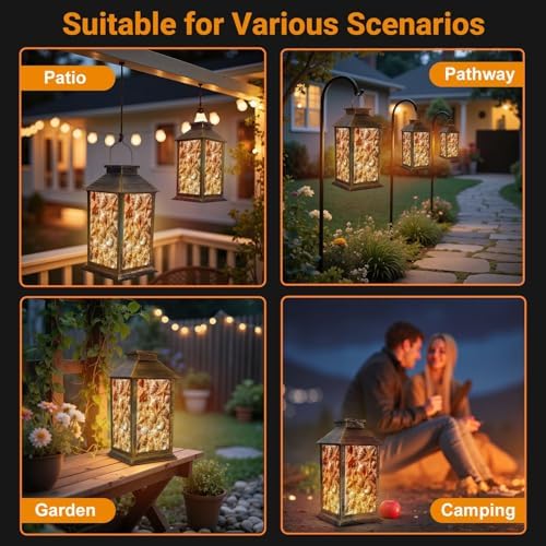 Solar Lantern Outdoor Waterproof Seashell Garden Decor LED Hanging Solar Lights Tabletop Lamp Gifts for Women Mom Outside Yard Patio Porch - Image 6