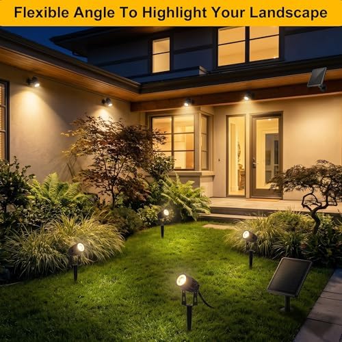 pearlstar Solar Spot Lights Outdoor Palm Tree Uplights 4pack 2-in-1 Stake&Wall Mounted Landscape Spotlights IP65 Waterproof for Flag Plants Sculpture Pool Yard Pathway, Dusk to Dawn Warm White Light - Image 5