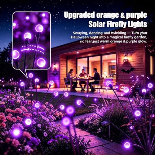 Swaying Solar Firefly Light Outdoor, 4 Pack Purple Firefly Lights - Image 2