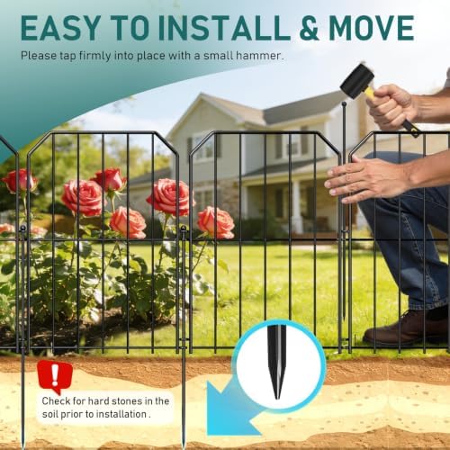 Goovilla Garden Fence, Total 19ft(L) x 24in(H), 19 Pcs, Rustproof Metal - Image 5