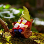 Solar Powered Relax Garden Gnome Statue, Rocking Chair Gnome 6.5“ with Glowing LED Nose & Coffee Cup, Hand Painted Resin Outdoor Indoor Decor Ornament for Patio Lawn Yard Home, Calming Novelty Gift - Image 6