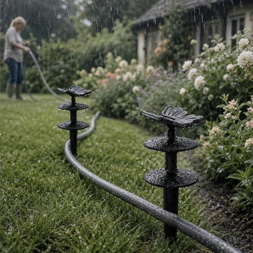 2 Pack 10.63 Inch Butterfly Shaped Cast Iron Garden Stakes Solid Yard Decor Hose Guides for Garden Stable Hose Holders for Outside Lawn Flower Bed Layout - Image 7