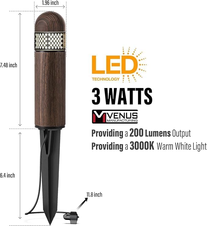 VENUS MANUFACTURING 12V Low Voltage LED Landscape Path Lighting 3W 200LM - Image 2