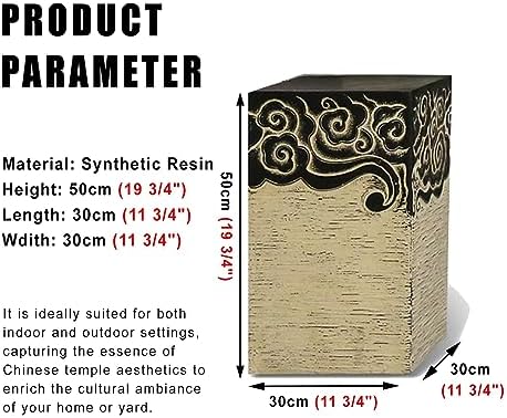 ARCVOX Oriental Architecture Columns & Pedestal, Floor Ornaments Plant Stand, Flower Pot Holder for Garden Backyard, Miniature Pillars Landscape Decor (Size : 19.6in) - Image 7