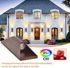 Outdoor Wall Lights 2 Pack, 15" Up and Down Porch Wall Sconce, Waterproof Exterior Lighting Fixtures, Replaceable Bulb, 3000K LED, Modern Brown Outdoor Lights for House Garage - Image 3