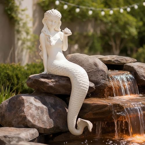Large Mermaid Statue, 26 in DIY Outdoor Garden Sculpture Figurines - Image 2