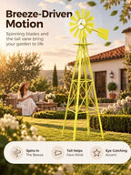 8FT Windmill for Yard Garden Decoration with Weather Vanes，Heavy Duty Outdoor Wind Mills, Large Metal Outdoor Windmill,Weather Resistant,Yellow - Image 4
