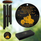 Personalized Motorcycle Memorial Wind Chime – “Riding with The Angels” Custom Engraved Name & Years – Outdoor Biker Sympathy Gift – in Loving Memory Windchime Tribute for Honoring The Loss of Loved by AlpadilCo