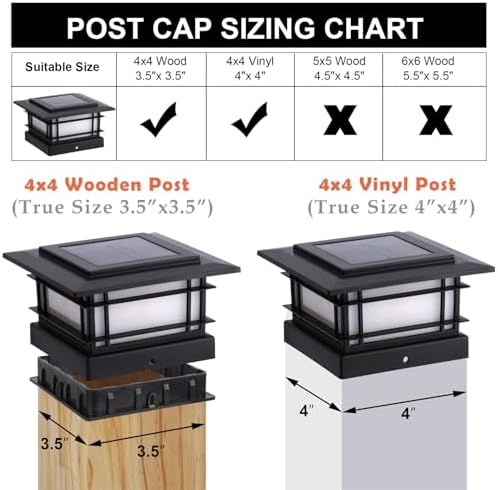 Dynaming 4x4 Solar Post Cap Lights Outdoor with Flickering Flame Light, 12 Pack Black Shell Fence Post Solar Lights Fit Vinyl/Wooden Posts, Brightness LED Lighting Decor for Garden Deck Patio - Image 3