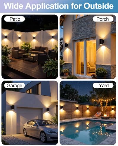 pearlstar 2Pack Solar Wall Lights Outdoor Up & Down Sconce 5.9" Cylinder - Image 6