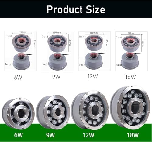 Submersible Led Fountain Light - Ip68 Waterproof Colored Spotlight, 12w Ac12v-24v Stainless Steel Pool Light for Ponds & Landscape Illumination RGB+Remote Control 12W(ac24v) - Image 2