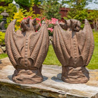 Zaer Ltd. Set of 2 Gothic Gargoyle Garden Statues, 28.4 Inch Tall Outdoor Sculptures (Antique Rust) - Image 7