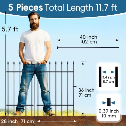 Thealyn 36"H x 28"W Metal Garden Fence, No Digging, Animal Barrier,11.6 Ft - Image 6