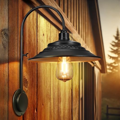 Solar Barn Lights Outdoor, Waterproof 2 Pack Gooseneck Barn Solar Lights - Image 2