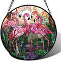 CHATYOUNG Stained Glass Window Hanging Pink Flamingo Large 11.8" - Birds Suncatcher Door Garden Home Decor and Christmas Mother's Day Birthday Gift for Grandma Mom Nana and Women Wife Bird Lover by CHATYOUNG