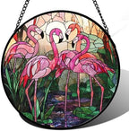 CHATYOUNG Stained Glass Window Hanging Pink Flamingo Large 11.8" - Birds Suncatcher Door Garden Home Decor and Christmas Mother's Day Birthday Gift for Grandma Mom Nana and Women Wife Bird Lover by CHATYOUNG