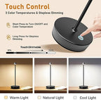Set of 2 Cordless Rechargeable Led Table Lamp Battery Operated Light Black - Image 3