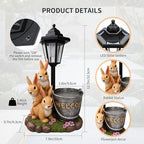 Solar Garden Statues Bunny Decor, 12.7" Upgraded Outdoor Rabbit Figurine with Welcome Planter & 3-Panel LED Lantern, Waterproof Resin Animal Yard Art Sculpture, Gardening Gifts for Women Mom Patio - Image 2