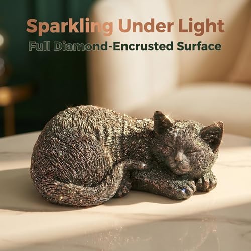 Sleeping Cat Garden Statue Outdoor Garden Decor, Resin Cat Figurine with Bronze Finish, Tabby Sculpture Outdoor Statues Decors for Patio Yard Lawn, Durable Ornament, Ideal Gift for Cat Lovers or Mom - Image 6