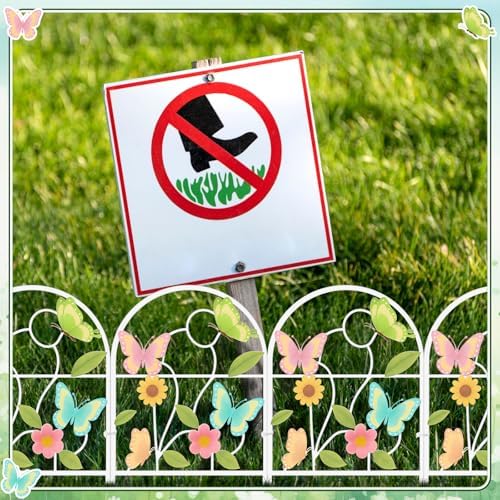 Yaocom 6 Pack Pastel Butterfly Garden Fence 16.5" H x 11.8" W Metal Stake - Image 3