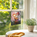 Valentine Gnome Hug Stained Glass Suncatcher – Square Hanging Window Panel for Home or Greenhouse – Whimsical Glass Art Gift for Garden Lovers, Christmas, Halloween, Father Days nULTXb - Image 3