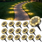 Peasur Solar Ground Lights Outdoor Anti-Rust Disk Lights, 16pack Warm White by Peasur