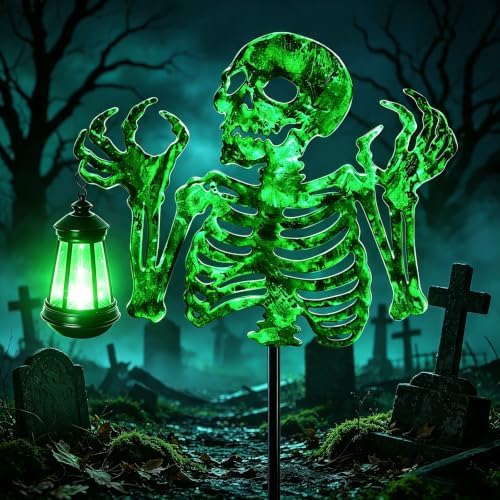Halloween Decorations Outdoor Scary Skeleton Yard Stakes Solar Lights by ZNYCYE