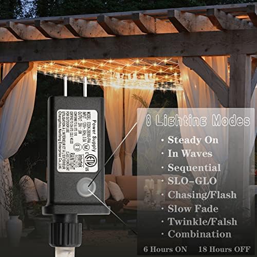 LED Net Lights, 360L 10×10 FT Outdoor Mesh Lights for patio, Pergolas - Image 2