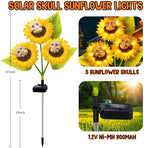 Halloween Decorations Outdoor, 3 Pack Solar Scary Skull Sunflowers Lights,Waterproof Solar Flowers Lights Garden Decor for Halloween Yard Patio Lawn Party Decor - Image 2
