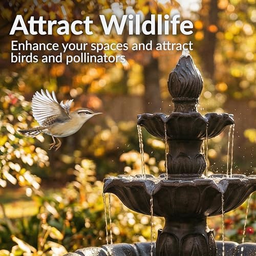 Sunnydaze Classic Tulip 46 in. 3-Tiered Outdoor Water Fountain - Dark Brown - Image 5