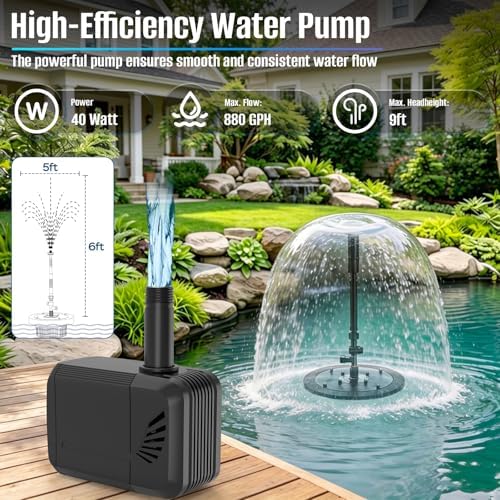 Floating Pond Fountain Pump with Remote RGB LED Lights & Filter Sponge - Image 6