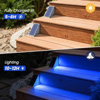 NIORSUN Solar Step Lights,12 Pack Blue LED Outdoor Step Lights, Stair Lights Outdoor for Patio, Fence, Yard, Walkway, Solar Powered Auto On/Off, IP67 Waterproof, Easy Install - Image 2