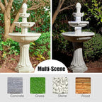 Glitzhome Water Fountain Outdoor Floor-Stand Fountains with LED Light & Pump, Oversized 3 Tier Terrazzo Waterfalls Patio Fountain and Waterfalls Outdoor Yard Fountains for Lawn Garden Backyard Deck - Image 3