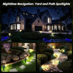 Halloween & Christmas Outdoor Spotlight, 2700K Warm White LED LandscapeSpot Lights with RGB 3 Lenses, IP67 Waterproof, 120V Plug-in for Yard, Garden Tree Holiday Decor(2 Pack, Green) - Image 5